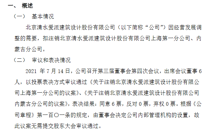 清水愛派擬注銷上海、內蒙古分公司 優化布局降本增效，聚焦核心業務發展